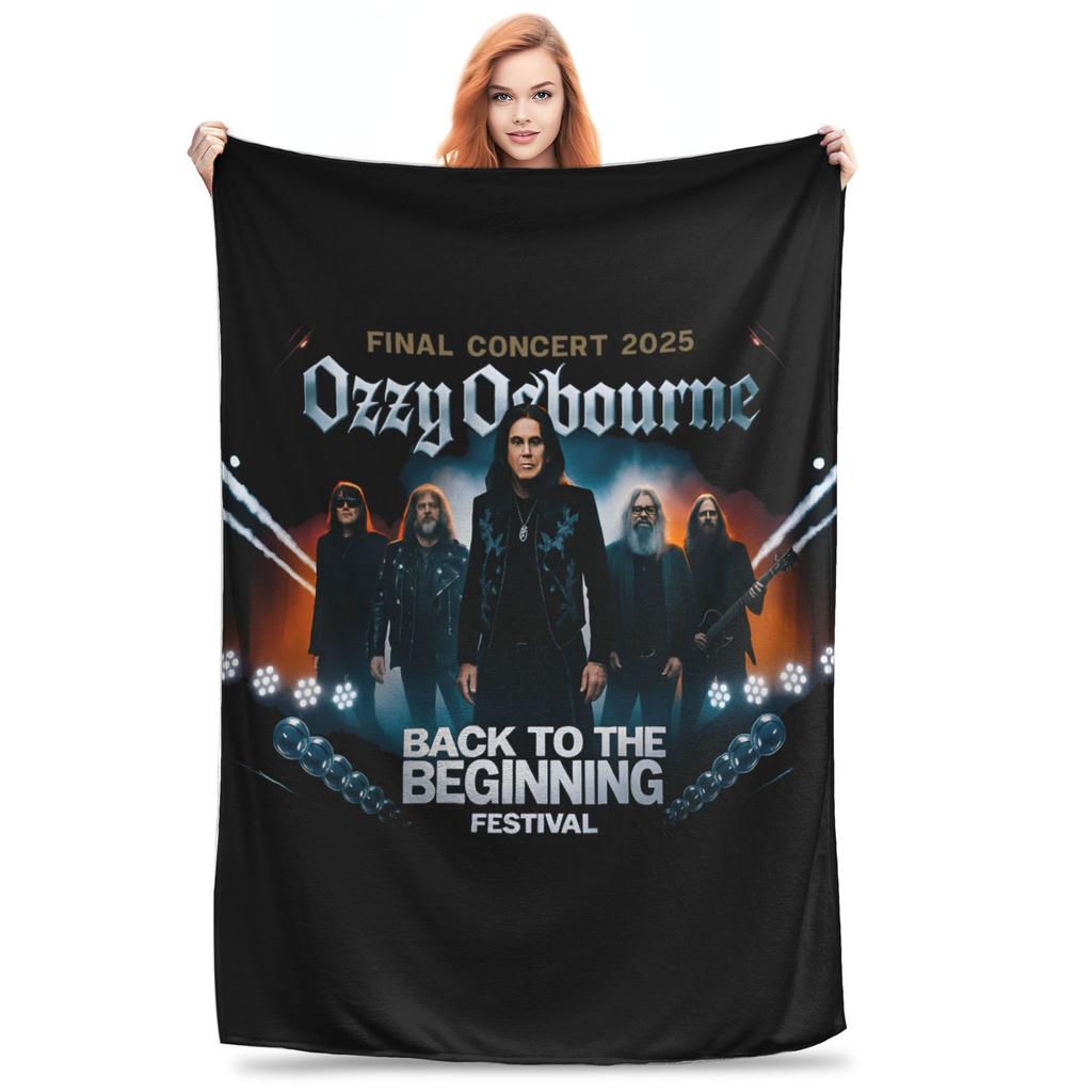 Black Sabbath Ozzy Osbourne Deka Back To The Beginning Tour Teplá plyšová přehozová deka Pro domácí dekoraci Cestování Kancelář Flanelová