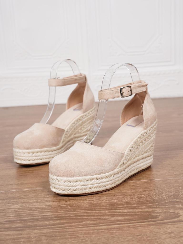 Eleganti Sandali Zeppa Donna a Punta Chiusa: Suola Spessa, Plateau Impermeabile, Design Espadrille, Cinturino alla Caviglia