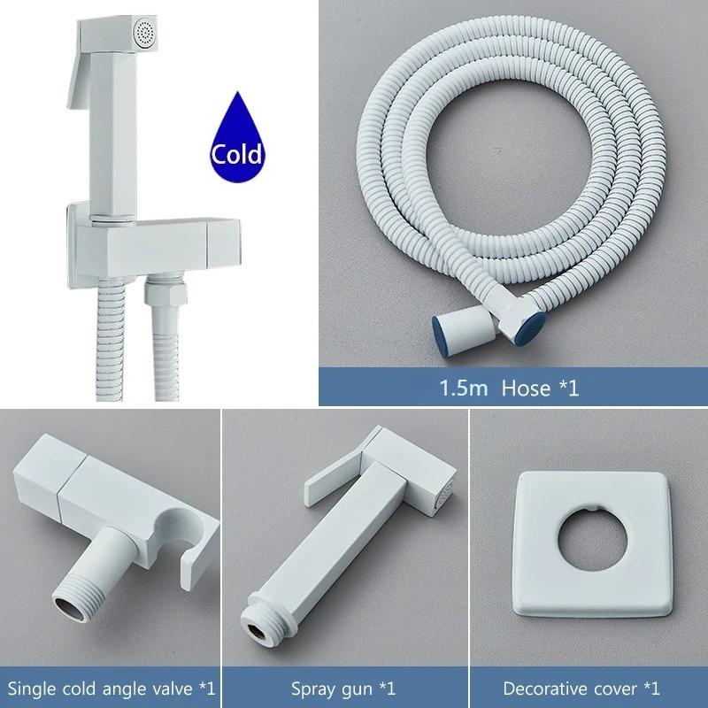 6 Finishes Pressurized Brass Bidet Shattaf Sprayer Complete Set Single Cold Water Wall Mount Handheld Spray Gun