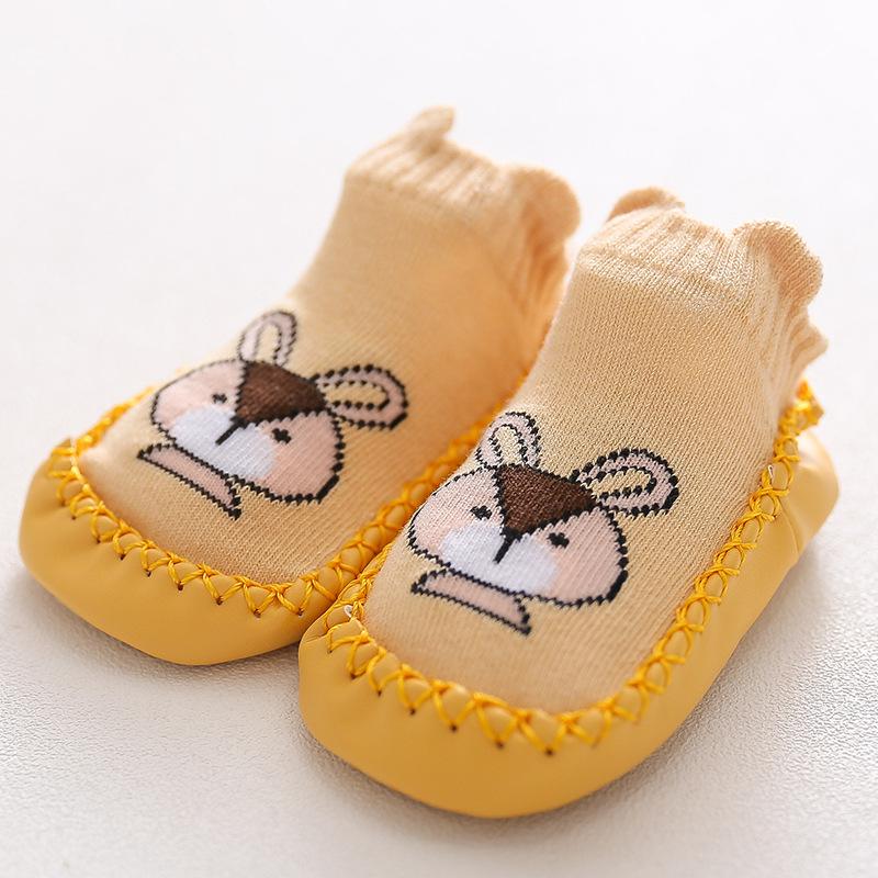 Children's Cartoon Fox Non-Slip Leather Toddler Socks Shoes