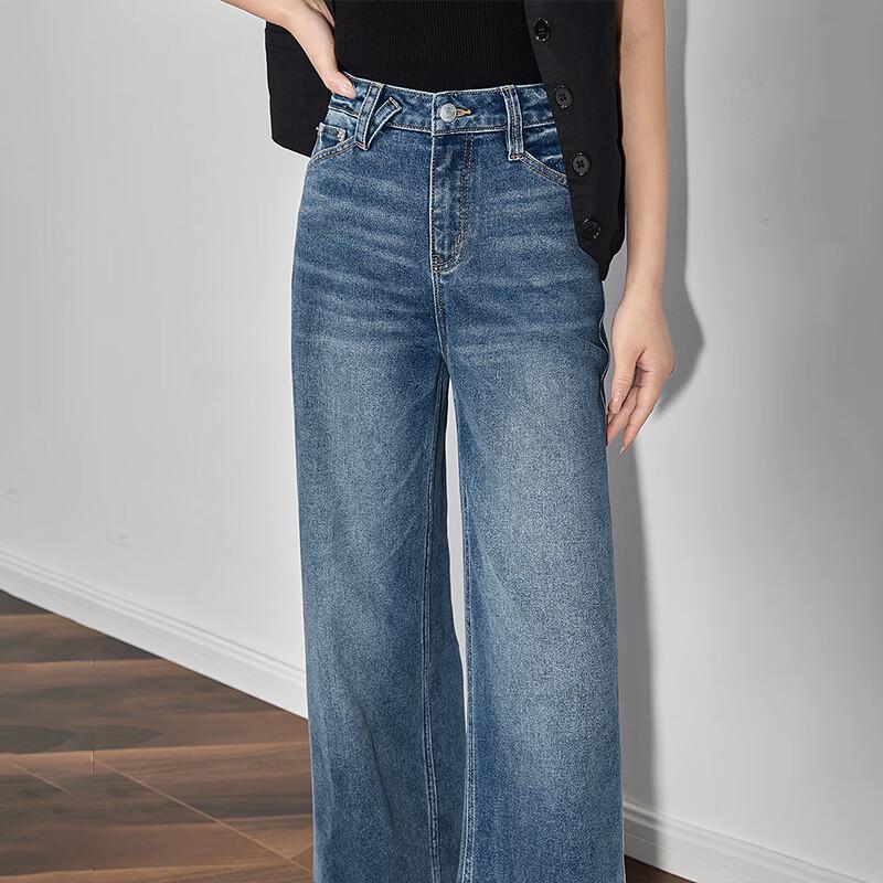 Chuyu Women's Retro Wide-Leg Cuffed Jeans