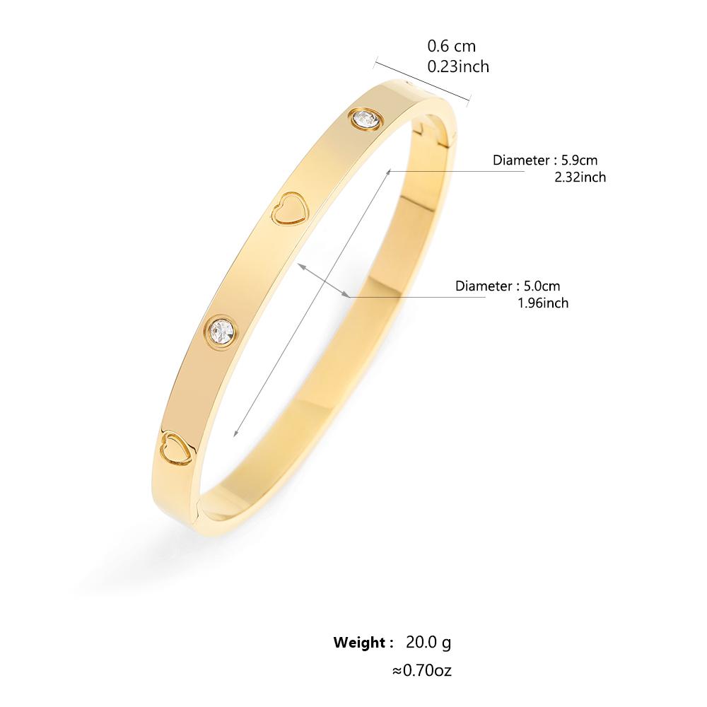 ZAKOL Bracciali Rigidi Geometrici Classici in Acciaio Inossidabile con Zirconi Squisito Colore Oro Regalo di Compleanno Zirconi per Donne