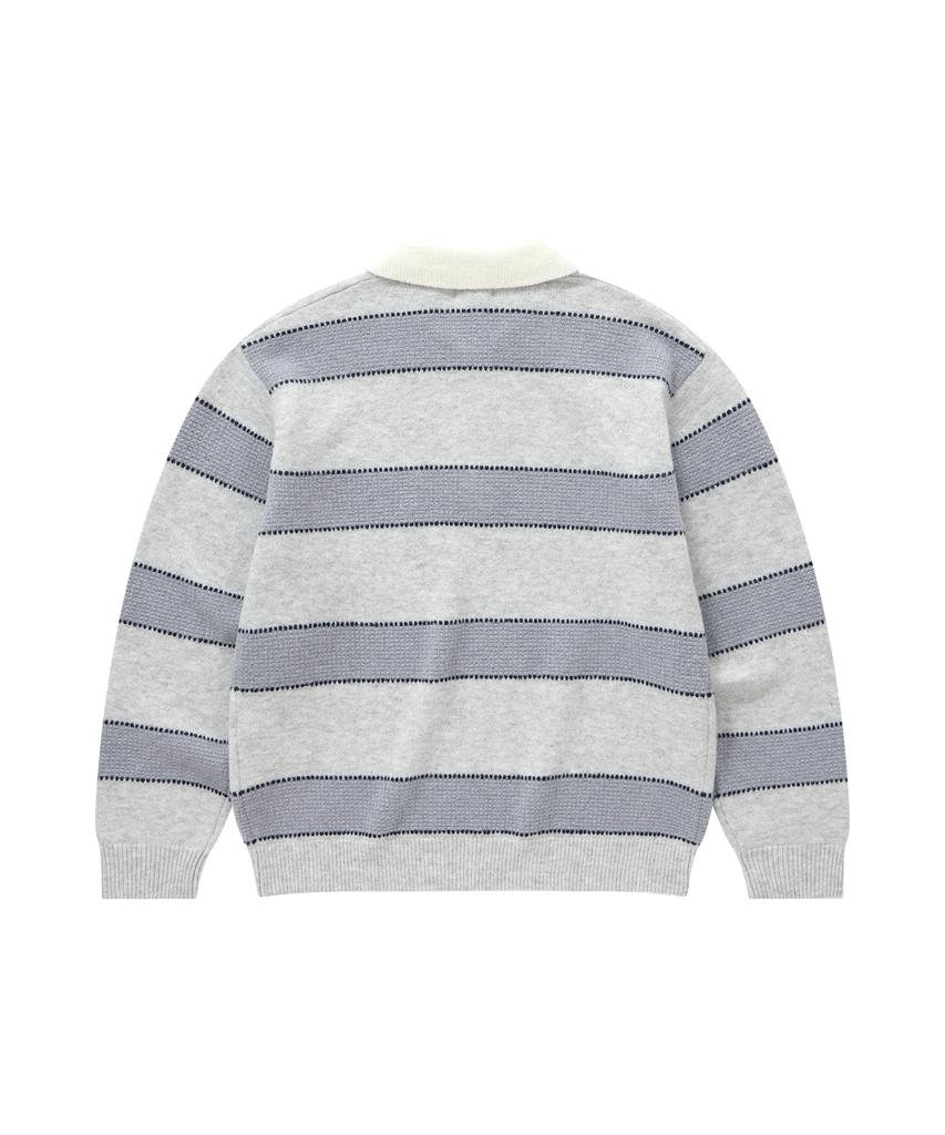 COVERNAT Striped Collar Knit Ash Blue