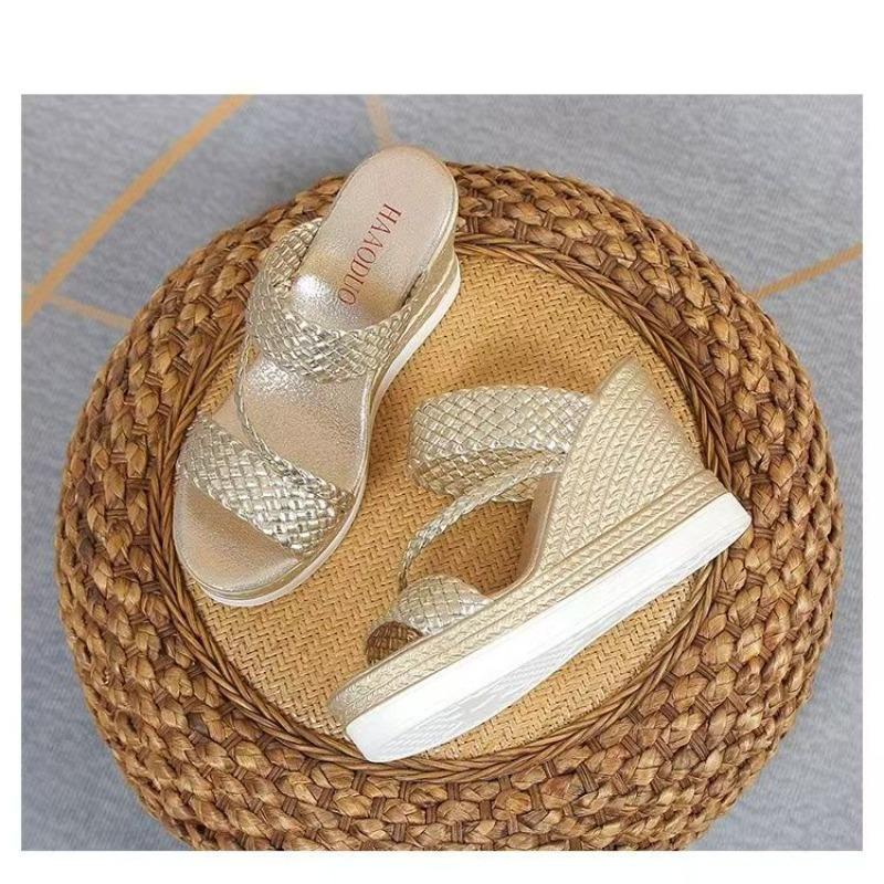 Sandali a ciabatta da donna minimalisti con tacco a blocco e punta aperta