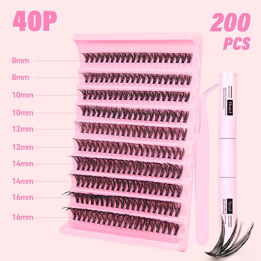 European & American Style Dense Curled Cluster Eyelashes - 30P-80P Pack