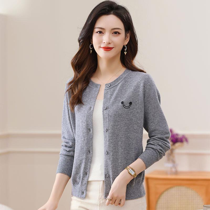 Caiyang Women's 100% Wool Loose Cardigan