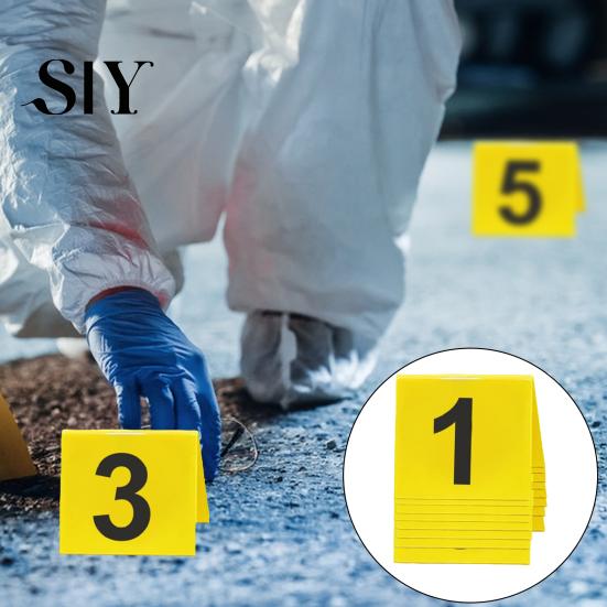 Decorazione Numero Segnale 10 Pezzi Scena del Crimine Riutilizzabile Double-Sided Acrilico da 1 a Indicatori Numerati per Prove 10 Mini Segnalini Tavolo Indizio Detective Festa