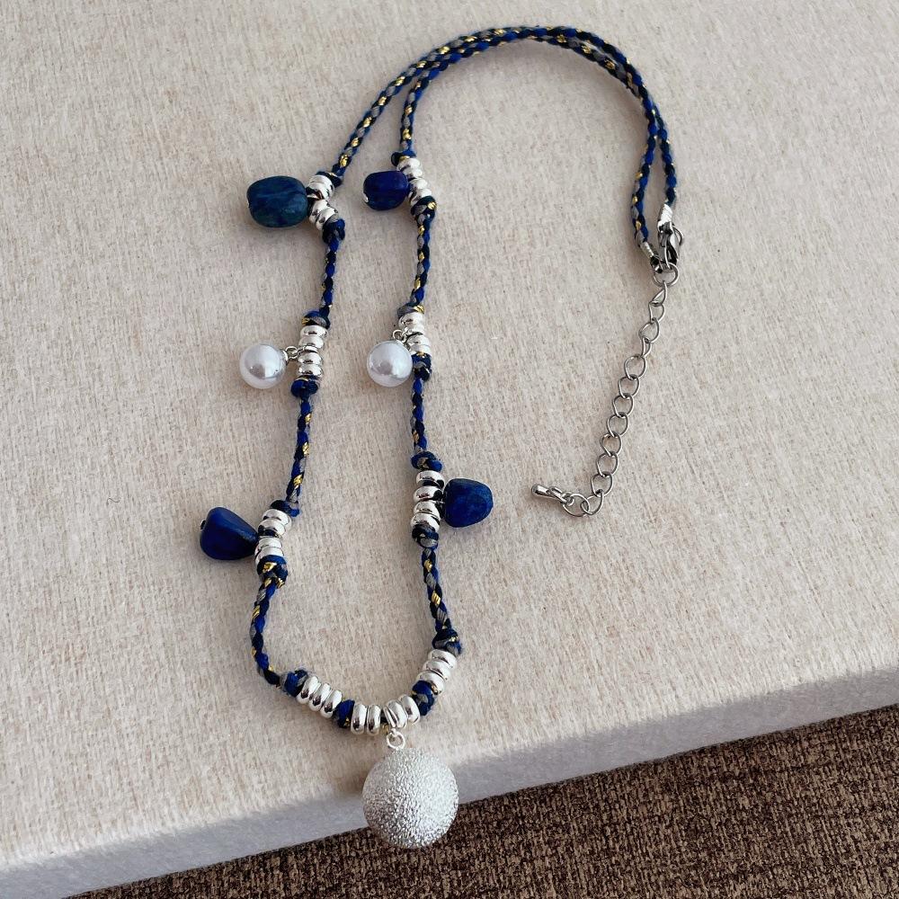 

Women Elegant Necklaces Two Tone Rope Sweater Chain Choker Exquisite Irregular Natural Stone Faux Pearl Bead Pendant Jewelry