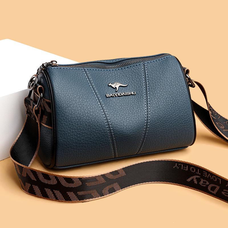 Duża torba Boston Pillow dla kobiet z 2023 r. ze skóry PU i szerokim paskiem na ramię