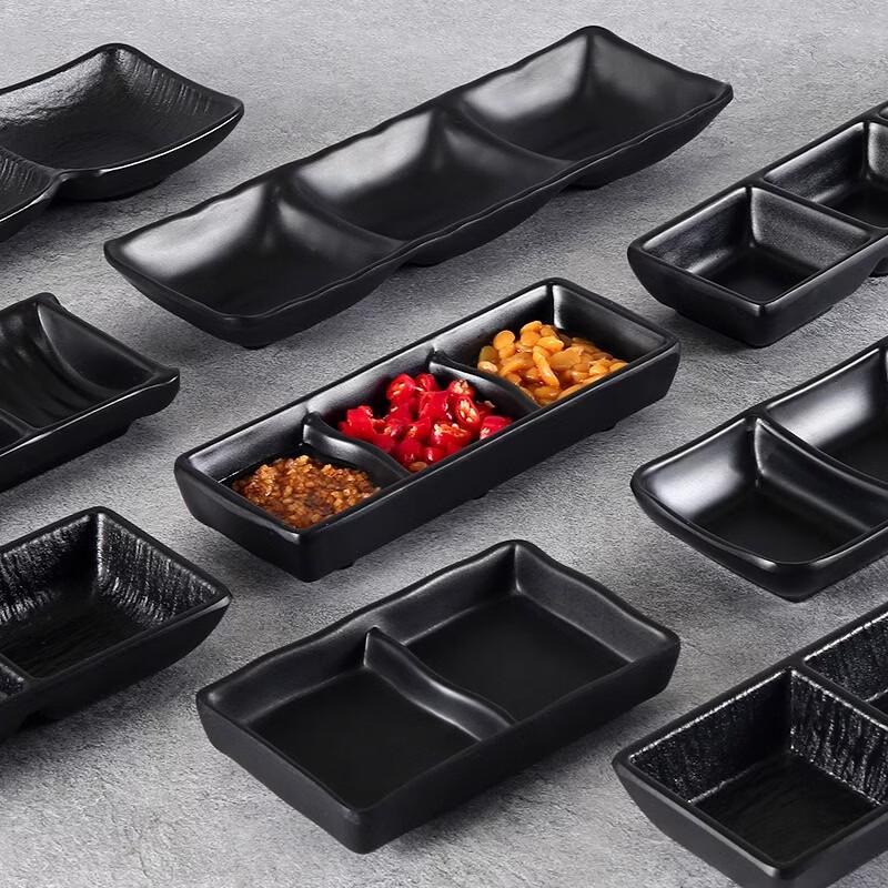 Japanese Style Melamine 3-Compartment Dipping Sauce Dish