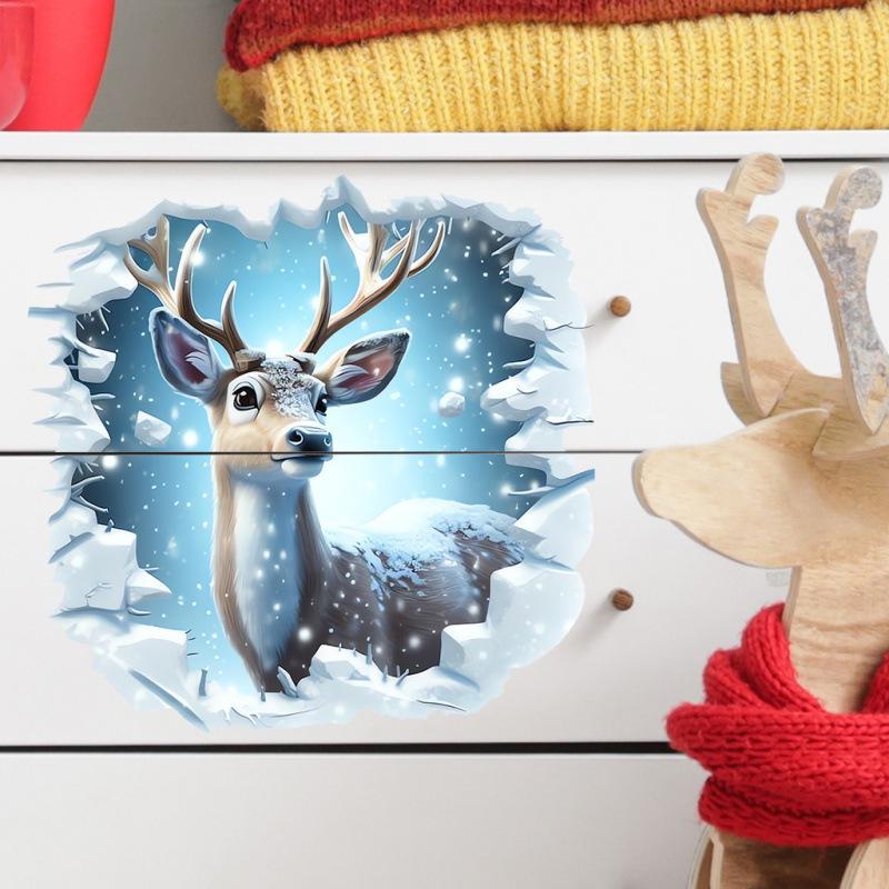 2025 Christmas Waterproof Removable Deer Wall Sticker for Bathroom Decoration