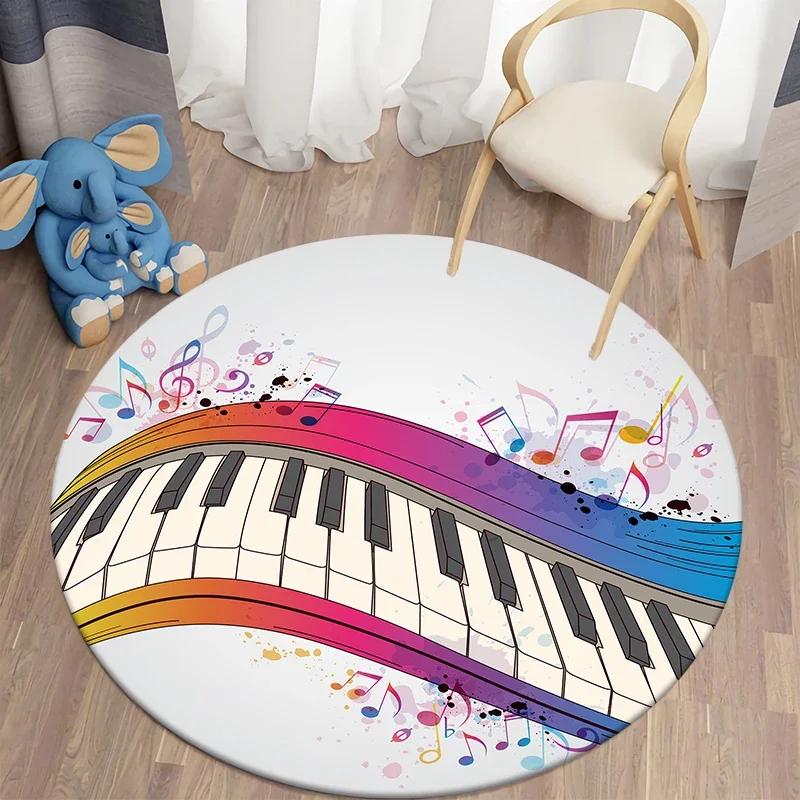 Music Note Round Carpet for Living Room Area Rugs Kids Carpets Non-slip Floor Mat for Kids Bedroom Carpet Children's Play Mats