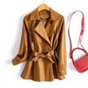 Herbstmode Westernstil Leder Windbreaker Jacke Taillenbetonend Lässig Lederjacke Oberteil