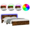 VidaXL Bed Frame with Headboard and LED Smoked Oak 150x200 Cm 3207606