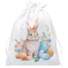 Bunny Egg Pouch Easter Cotton Bag White Drawstring Closure Soft Cotton Fabric Multi-purpose Use For Easter Treats