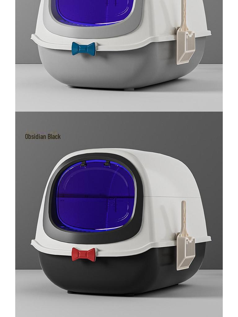 Extra Large UV-Lit Enclosed Cat Litter Box with Scoop
