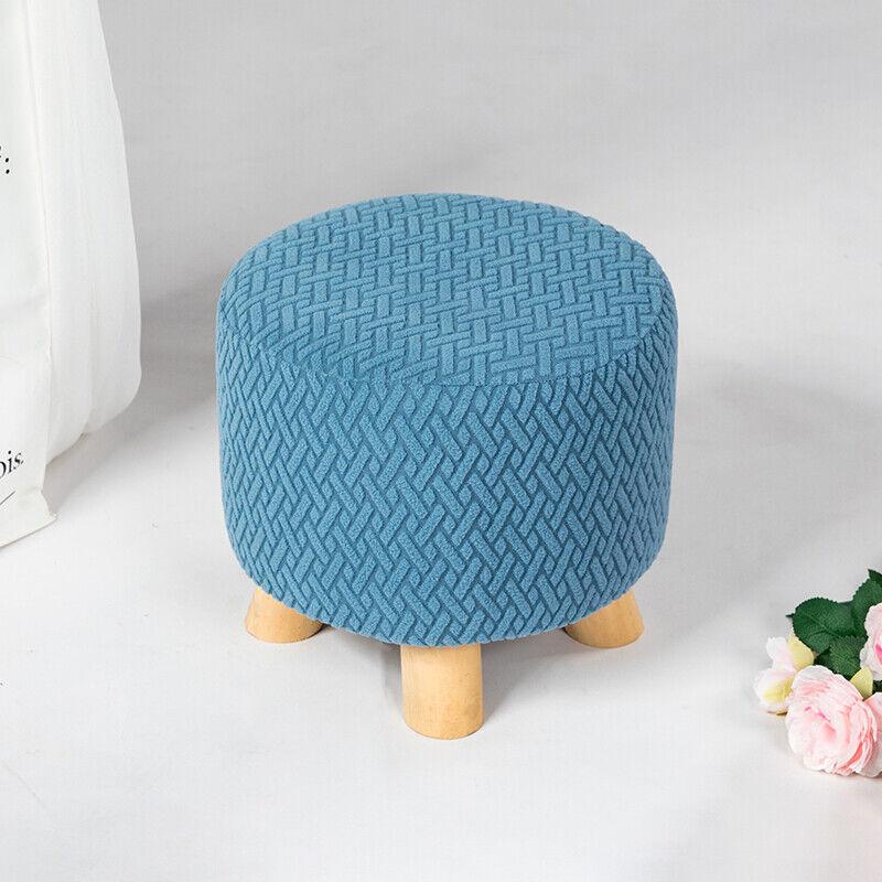 Square Stool Covers Thick Stretch Knitting Round Seat Covers Living Room Chair Cover Small Footstool Ottoman Slipcover Protector