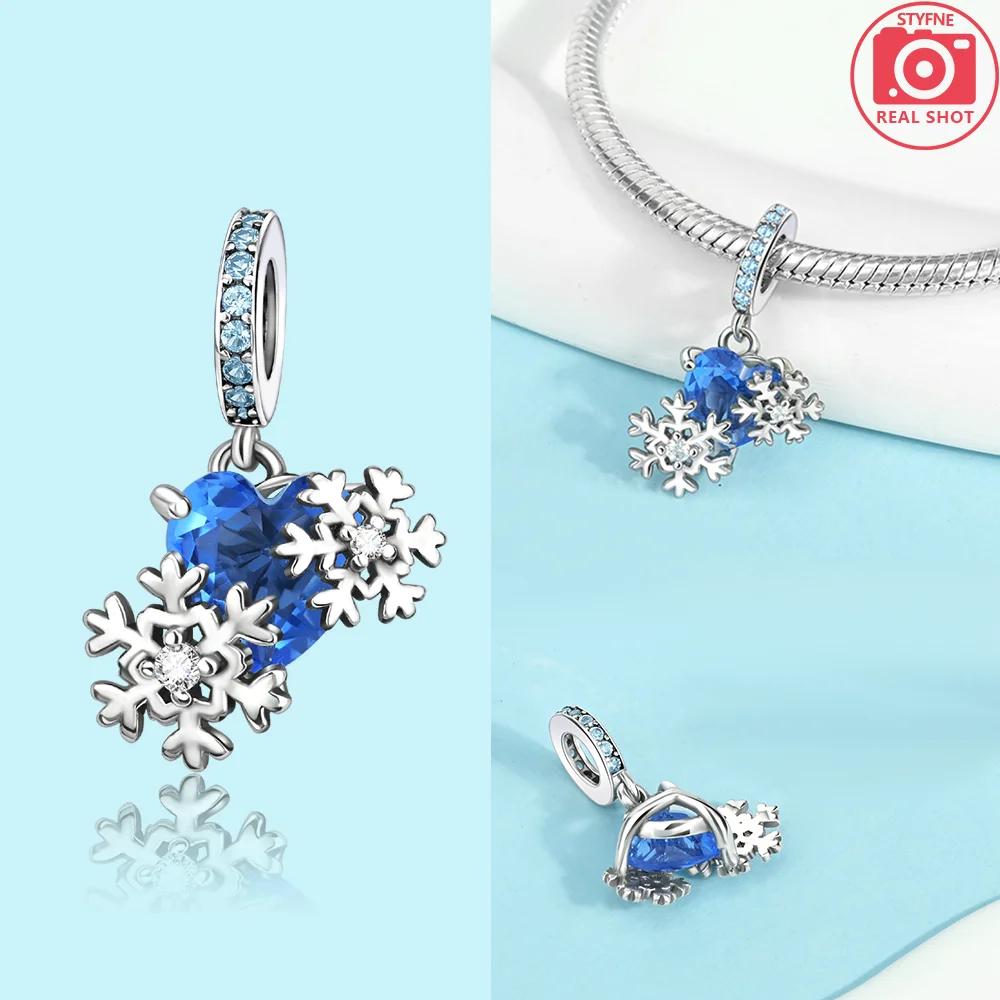 Charms Original Christmas Tree Snowman Red Gift Snowflake Beads Fit Bracelet Copper Jewelry Women Diy Necklace