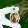 Mothers Day Deal 925 Silver Round Tiger Eye Stone Bezel Anniversary Wife Pendant
