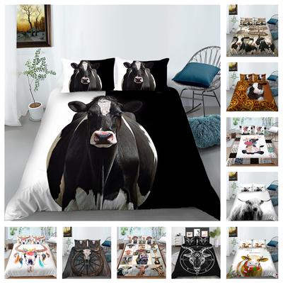 Juego de cama para habitación de niños con estampado de vaca en 3D, funda nórdica con plumón de animales, 2/3 piezas AU180 * 210, cama doble individual, decoración del hogar de lujo