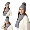 Autumn Winter Wool Cap Scarf Two-Piece Set with Ball Cap Women Knitted Cap