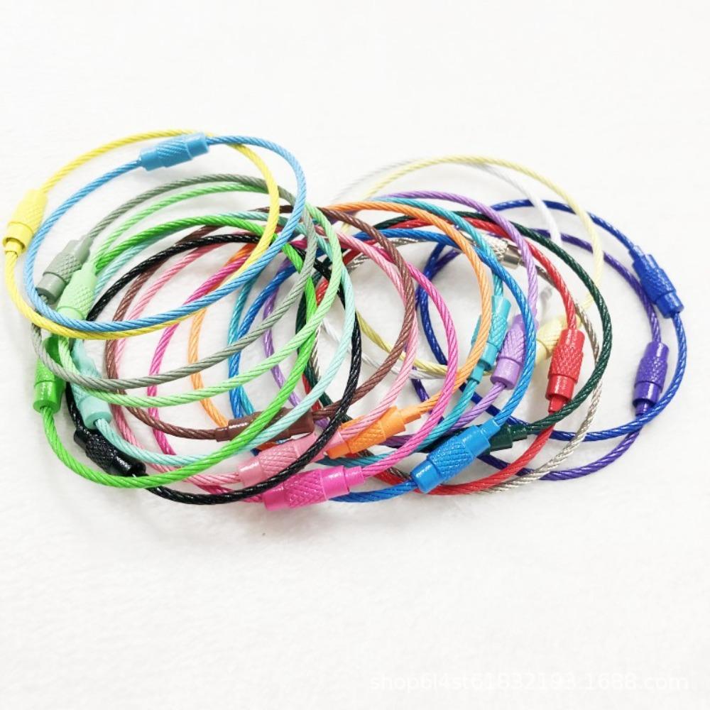 20PCS color paint wire rope 25 colors manufacturer wholesale key ring chain DIY tag cartoon key lanyard accessories