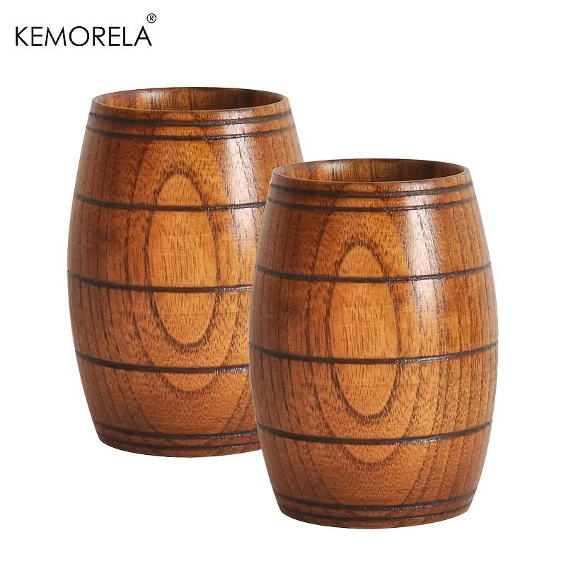 KEMORELA 210ml Naturalny Drewniany Kubek do Piwa Styl Wikingów Drewniany Kubek do Picia Piwa Rzemieślniczego Ale Mleka Wina - 1/2 SZT