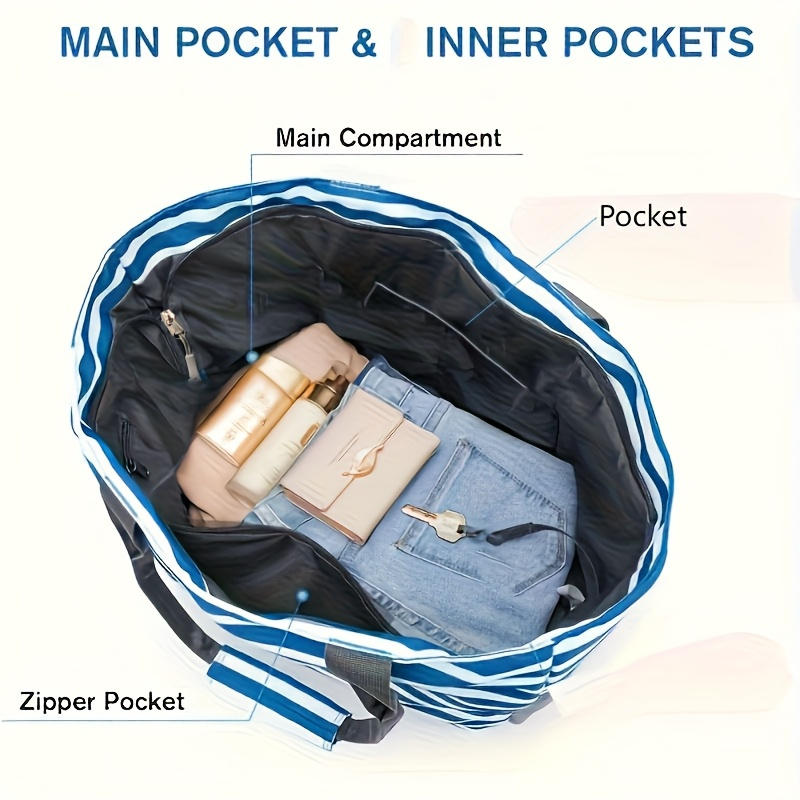 Foldable Handbag for Beach/Picnic/Travel Shopping Portable Large Capacity Reusable Supermarket Eco-Friendly Bag High Quality