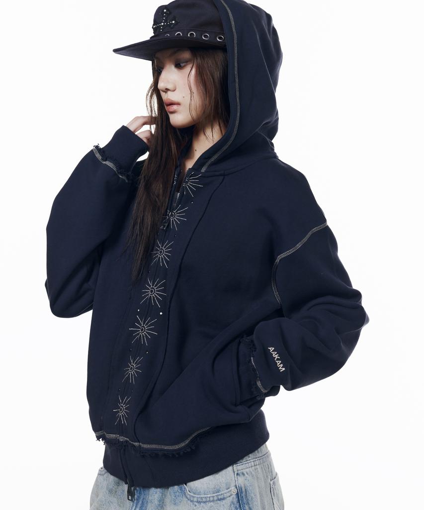 Aakam Starburst Zip-Up Hoodie (Navy)