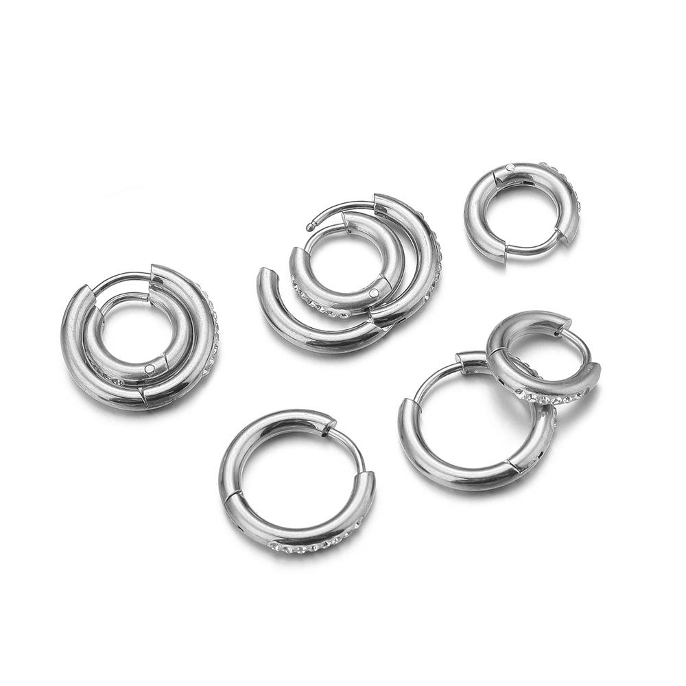 10pcs PVD Gold Color Stainless Steel 8mm 10mm 12mm Zircon Hoop Earrings Women Punk Hiphop Gifts Fashion Jewelry Huggie Wholesale