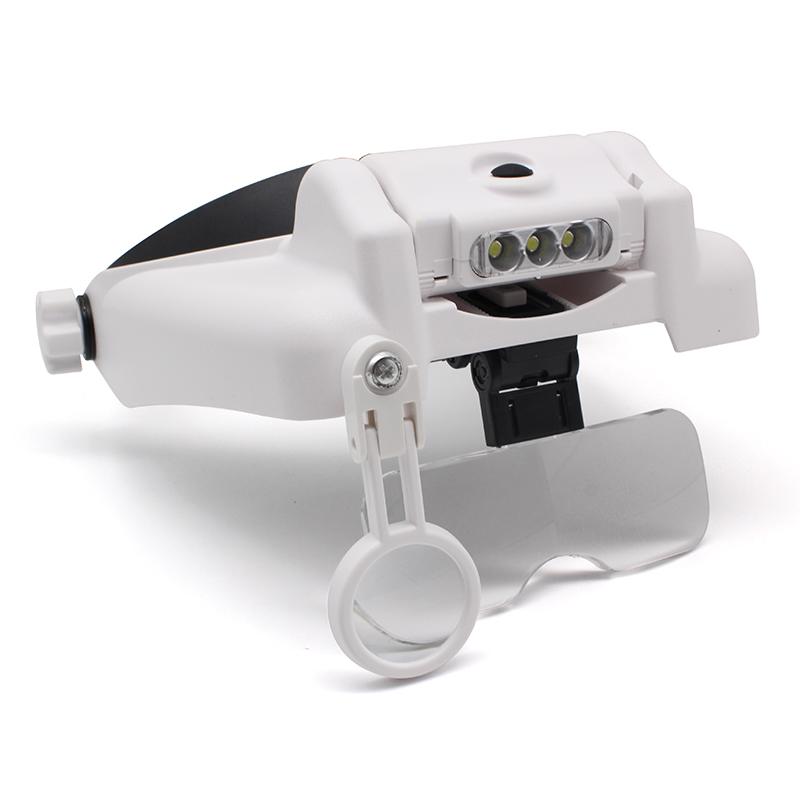 Headband Illuminated Magnifier Rechargeable Repair Solder Magnifying Glasses Interchangeable Lens Third Hand Loupe For Soldering