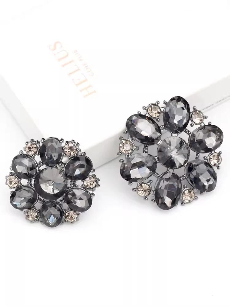 1pcs Luxurious Glass Rhinestone Buttons Fur Coat with Men's and Women's Decor Accessories Hollow Design Metal Sewing Button