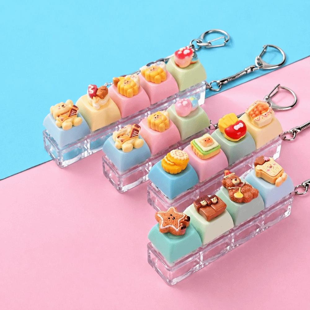 4 Key Anti-stress Toy Pendant Bear Keycap Stress Relief Clicker Fidget Keychain  Decompression Gift