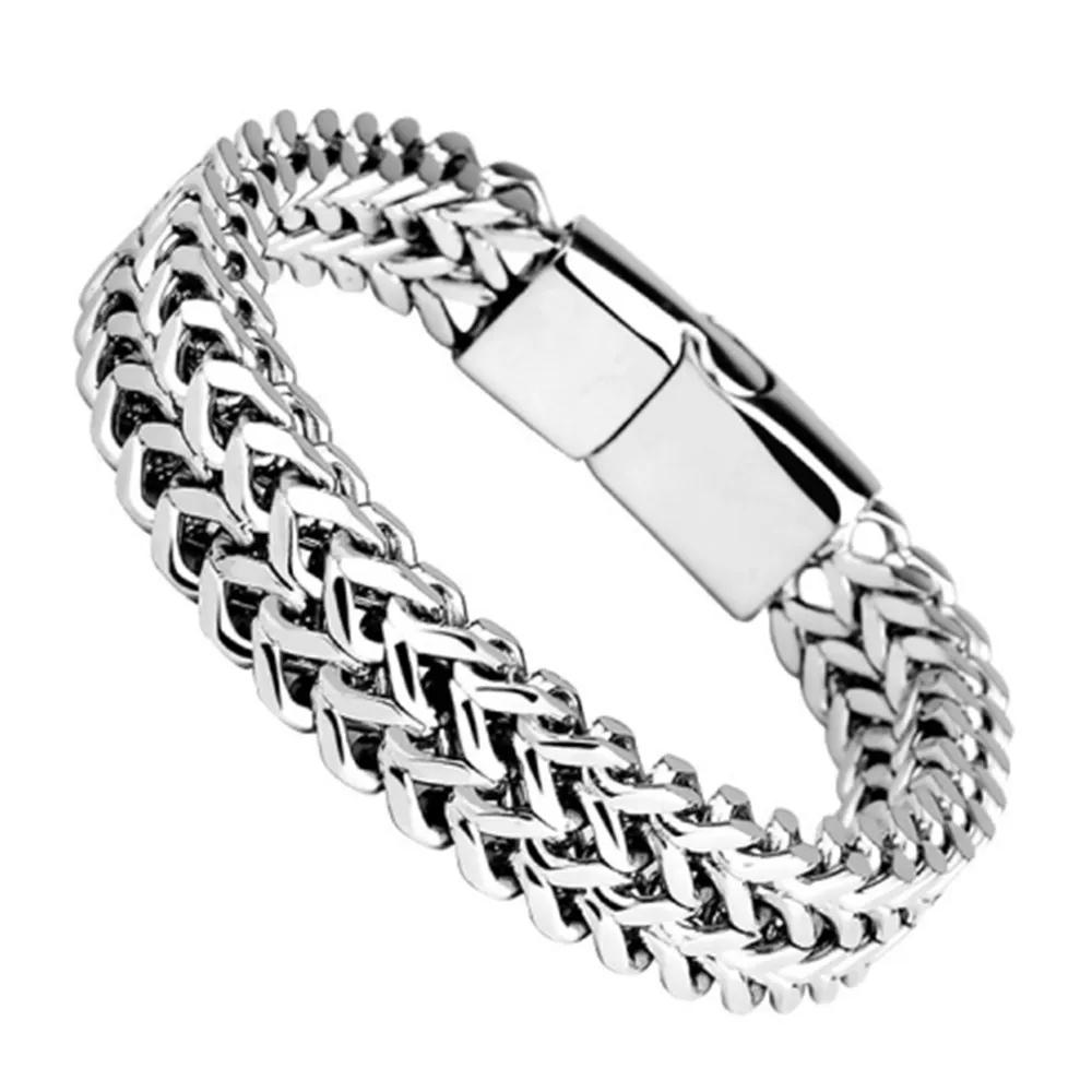 Alloy Magnetic Buckle Fish Scale Bracelet: Stainless Steel Braided, Double Row Keel, New Jewelry
