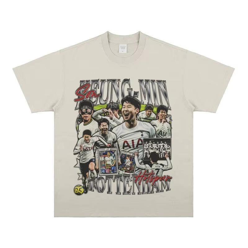2025 Son Heung-Min Figur Print Kurzarm SON Heung-min T-Shirt Amerikanisch Vintage Vintage Baumwoll-T-Shirt Hohe Qualität Ins Y2k