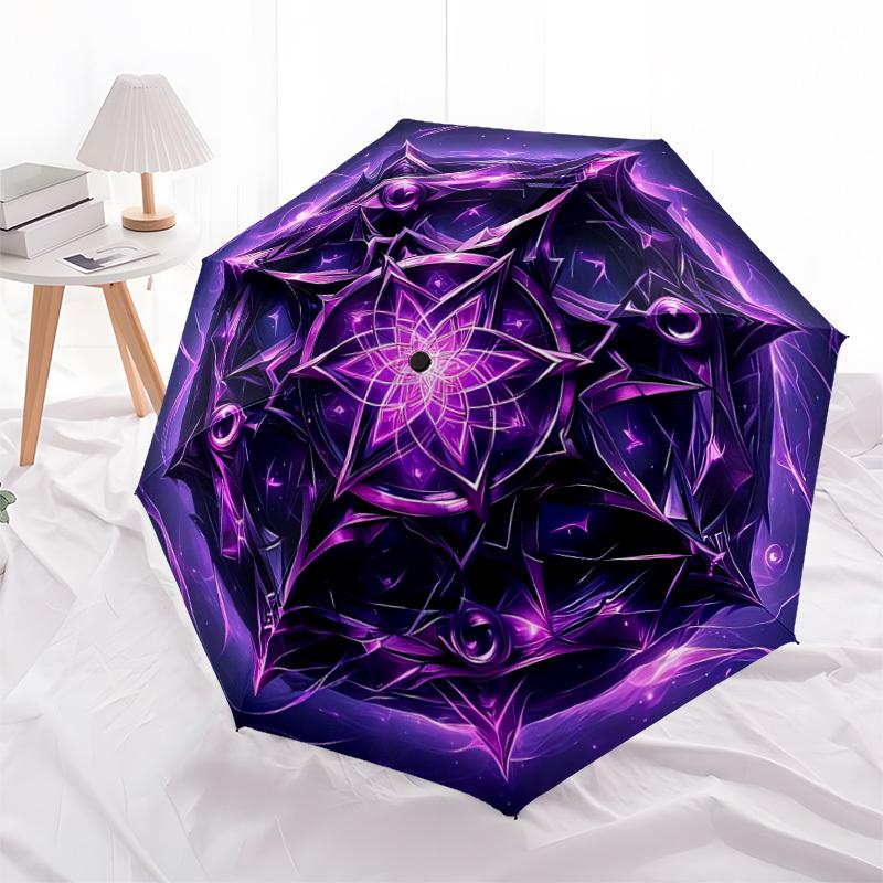 1pc Cosmic Mandala Folding Umbrella, Durable, Suitable for Outdoor Activities or Rain, Suitable for Commuting Yy251027051