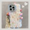 Chic Tulips Pattern Waving Frame Shell Gloss Len Frame Kickstand Phone Case for iPhone 16 15 14 11 12 13 Pro Max Plus Back Cover