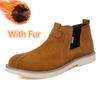 Fashion Suede Leather Chelsea Boots Winter Shoes Plush Warm Footwear New Fashion Slip on Mens Ankle Boots Non-Slip Leisure Walk Shoes