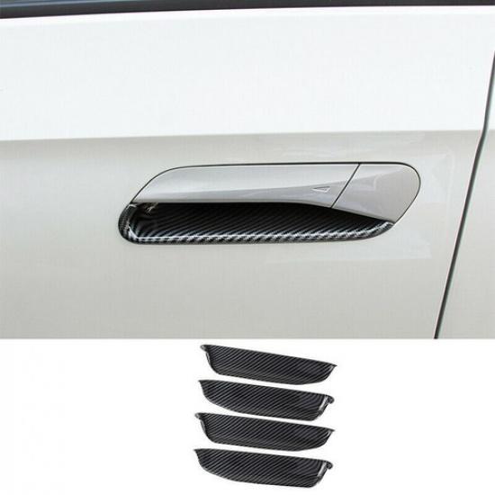 Carbon Fiber Exterior Door Handle Bowl Cover Trim For Volkswagen ID.4 2021 2022