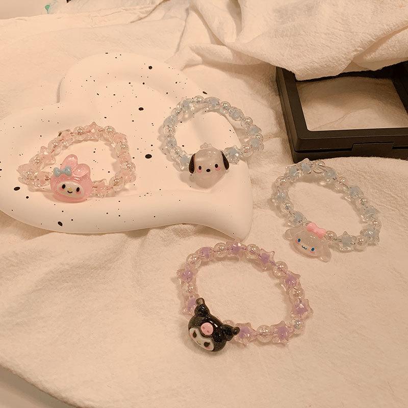 Sanrio Kuromi Cute Anime Cartoon Couple Bracelet Birthday Gift Jewelry Accessories Hair Ring Head Rope Girl Gift
