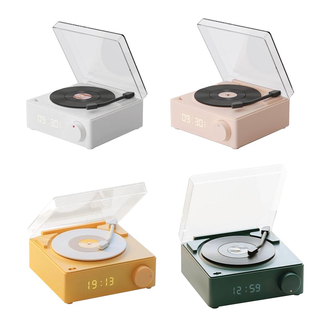 Record Player Bluetooth Speaker 3 Modes HiFi Stereo Sound Portable Wireless Turntable Speaker Alarm 