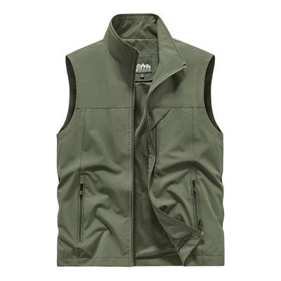 Men's Stand Collar Multi-pocket Casual Vest for Outdoor Photography and Fishing