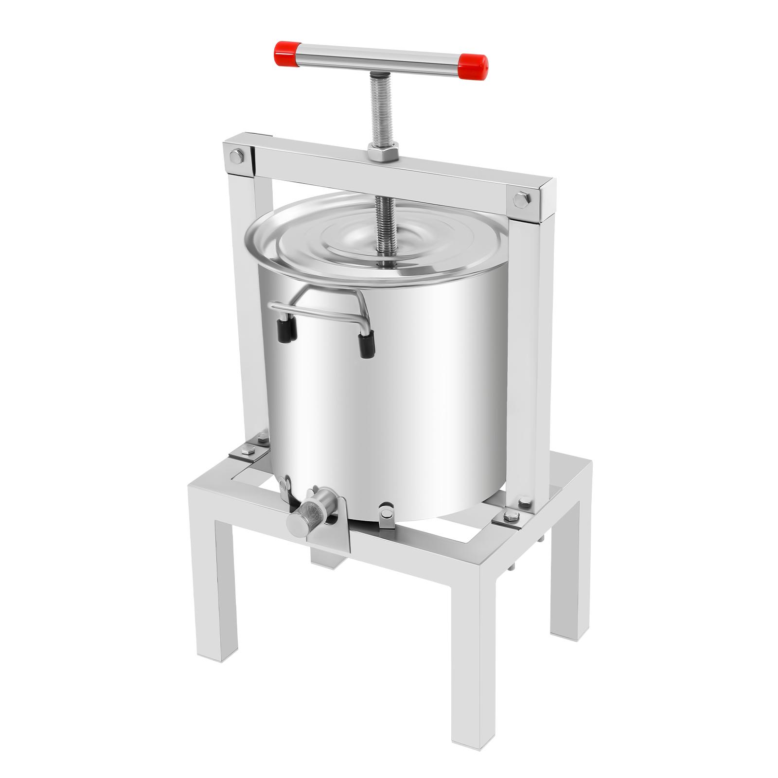 

Пресс для фруктового вина из нержавеющей стали 10 л, Ручная соковыжималка-дробилка для яблок, винограда, ягод, Домашняя кухонная соковыжималка серебряный