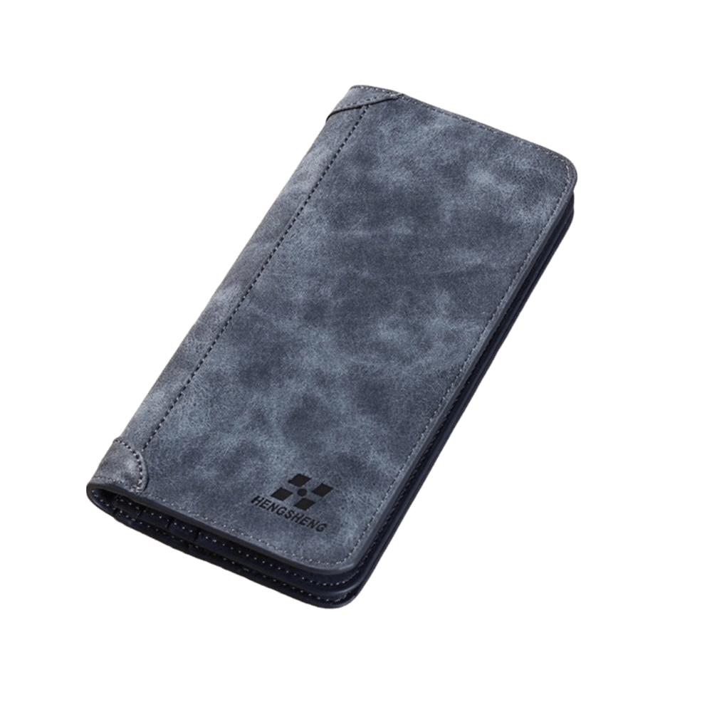 Большая емкость Бизнес-клатч из ПУ-кожи Держатель для карт Персонализированный Мужской длинный кошелек Бизнес синий