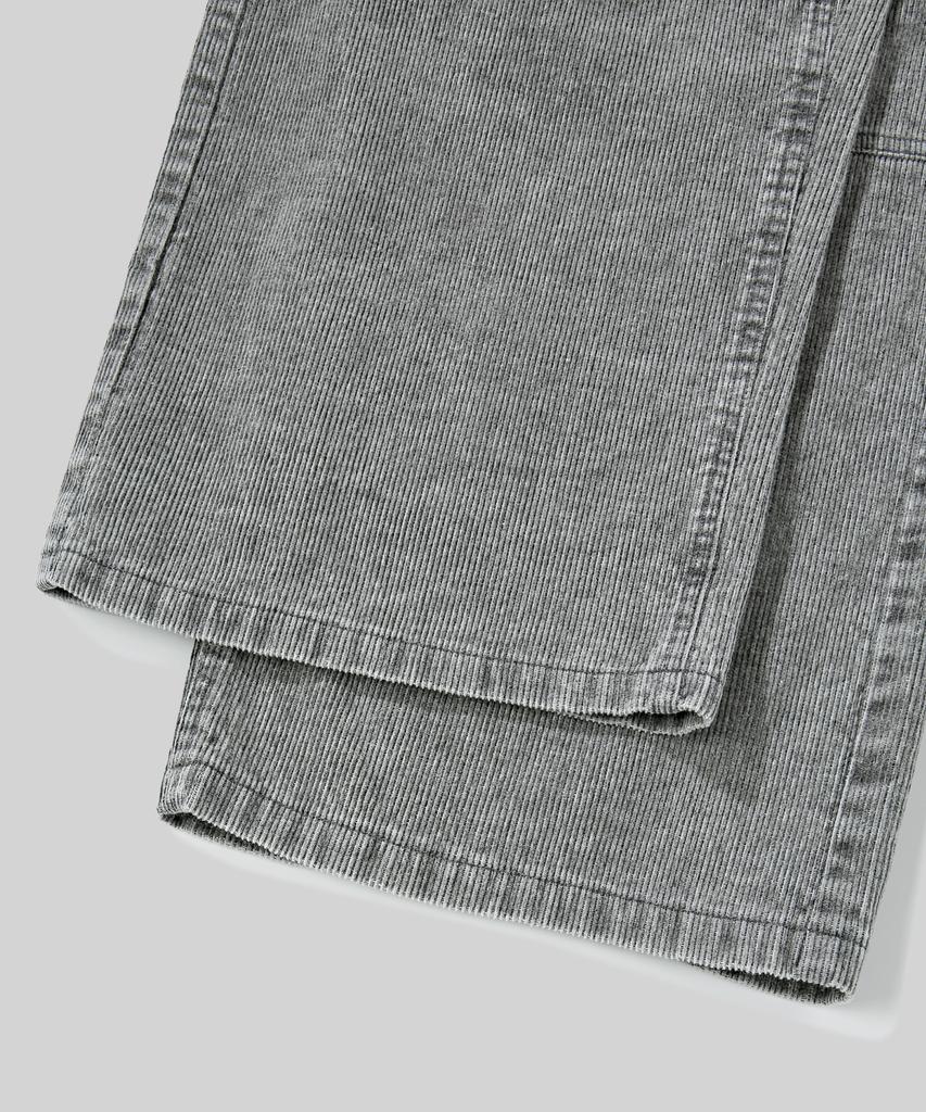 Beodeonteu Corduroy Cut-Out Layered Pants [Gray]
