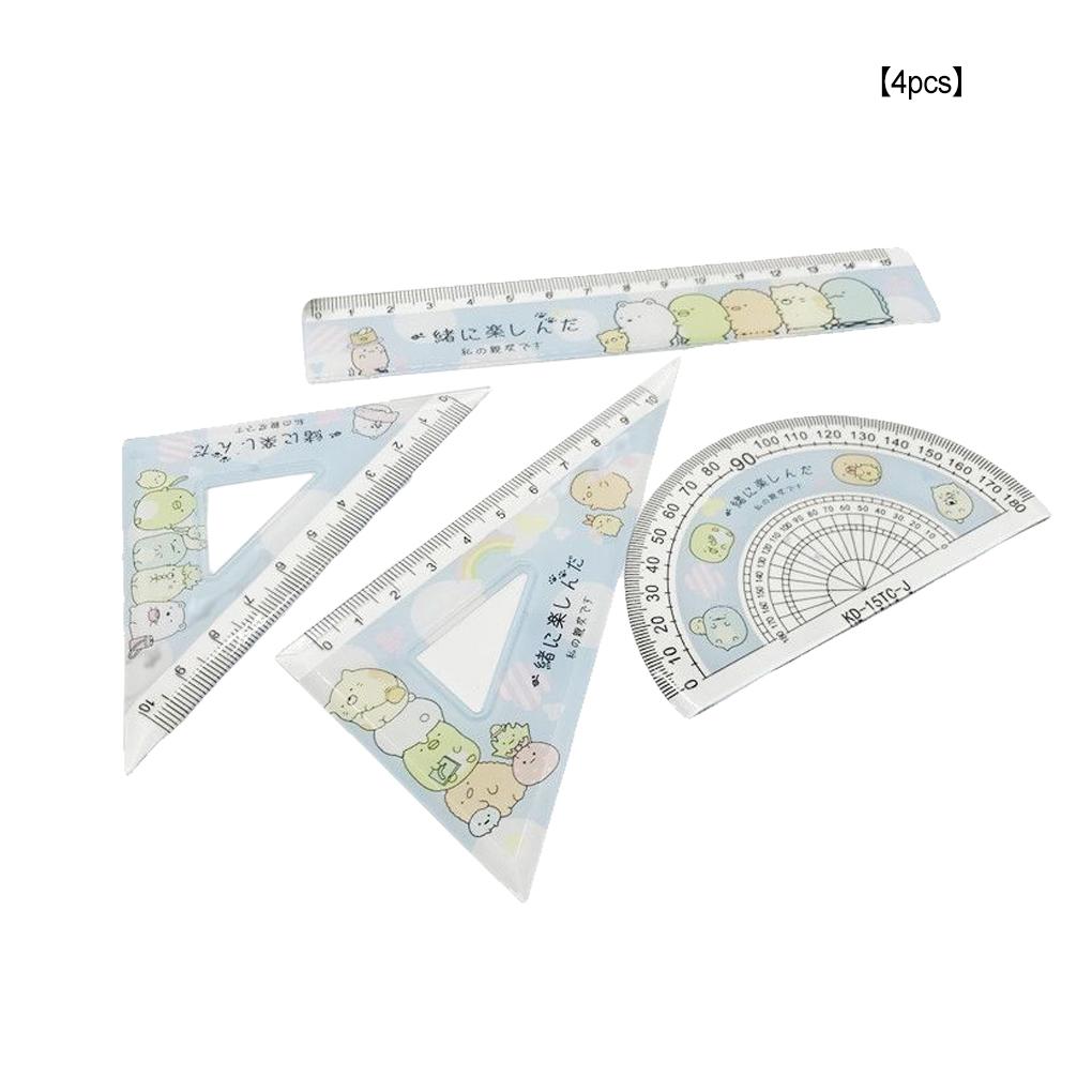4 Pieces/Set Drawing Ruler DIY Crafts Straight Protractor Drafting Tool Stationery with Scale Rulers Supply Office