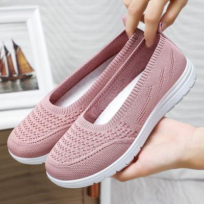 Damen-Wanderschuhe, Slip-on-Schuhe, leichte, atmungsaktive, lässige Sneakers, Loafer, weiche Mesh-Schuhe, Workout-Strick-Loafer-Sneaker für Damen