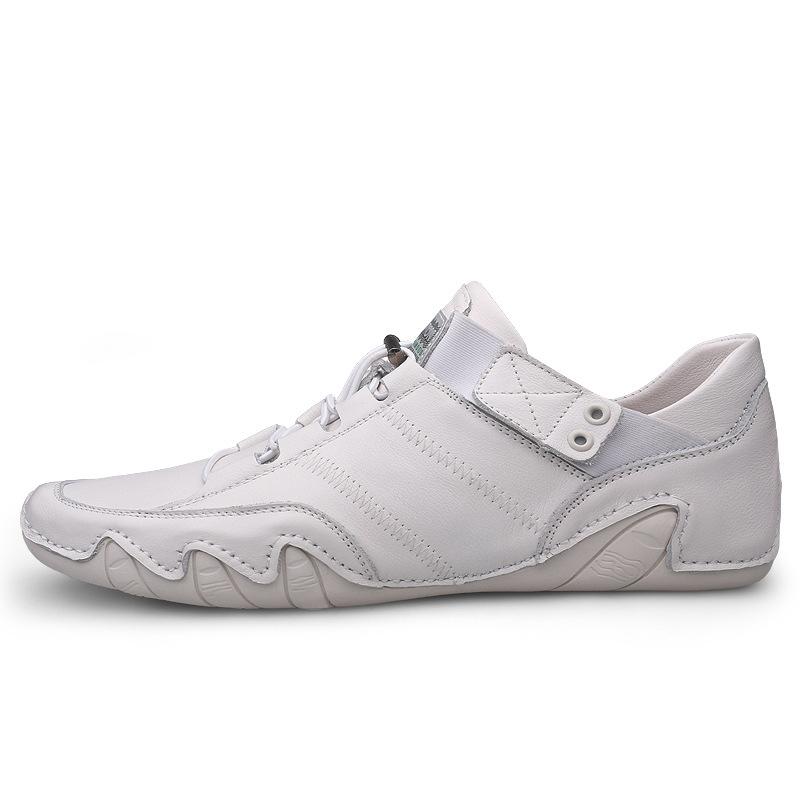 New Spring Breathable Driving Shoes Men's Fashion Shoes Men's Casual Leather Shoes Leather White Shoes