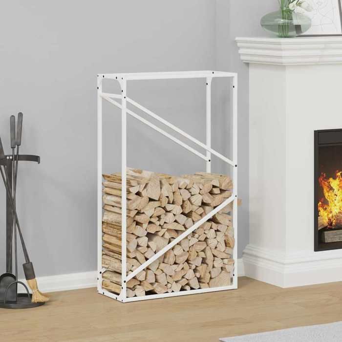 VidaXL Portant de bois chauffage blanc 60x25x100 cm, support à bûches de cheminée, support à bûches, support à bûches, 864328