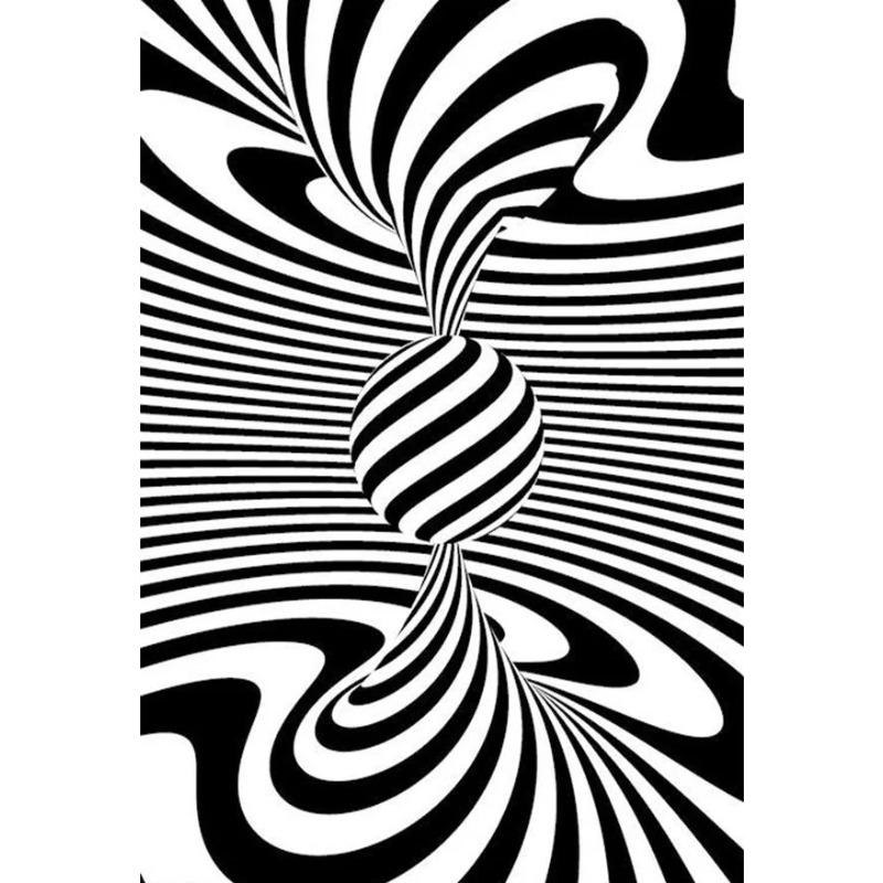 Stampe Poster con Illusioni Ottiche Astratte Per Soggiorno Decorazioni per la Casa Bianco e Nero Trippy Psichedelico Pittura su Tela Arte da Parete